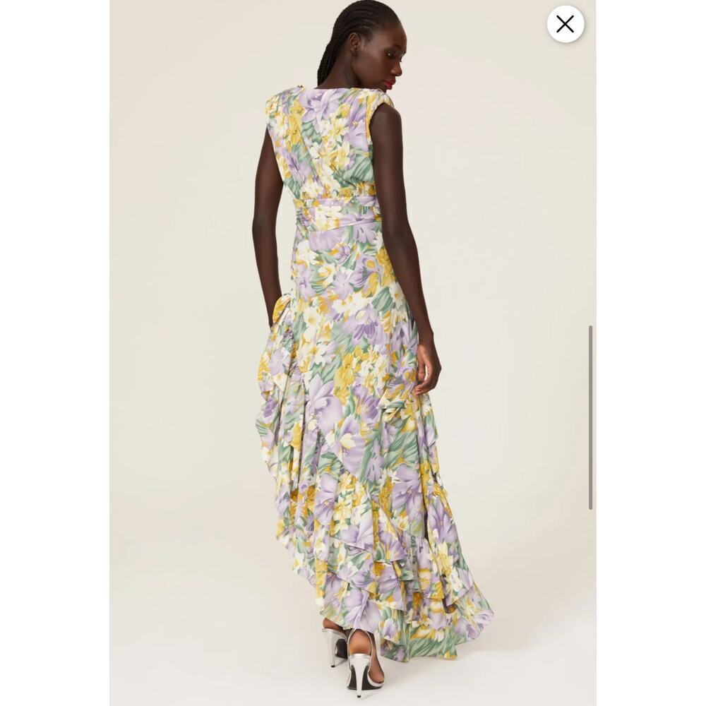 Bronx and Banco Lavender and Yellow Floral Ruffle High-Low Maxi Dress - Picture 2 of 11